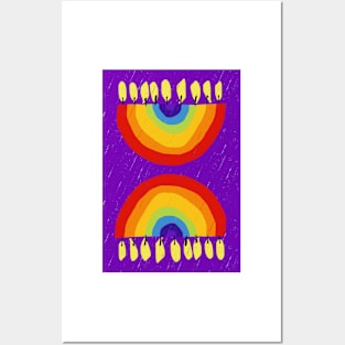 Rainbow Chanukiah Purple Print Posters and Art